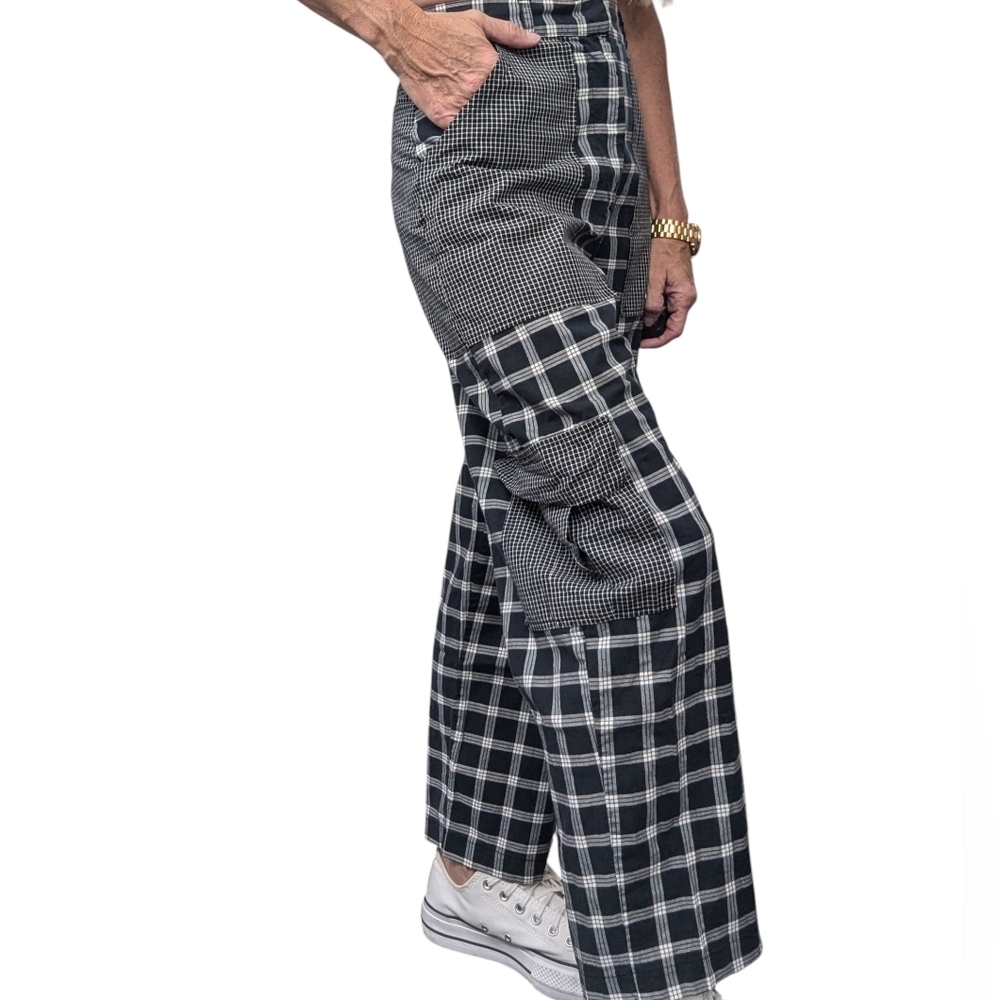 The Ragged Priest Patchwork Plaid Cargo Pants Wide Leg Grunge